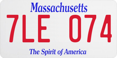 MA license plate 7LE074