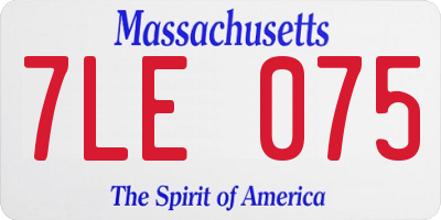 MA license plate 7LE075