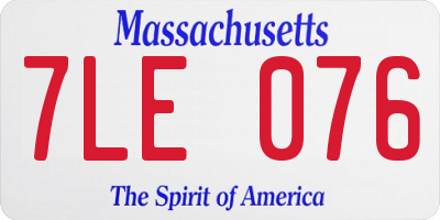 MA license plate 7LE076