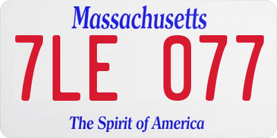 MA license plate 7LE077