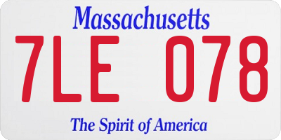 MA license plate 7LE078