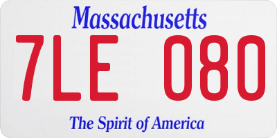 MA license plate 7LE080
