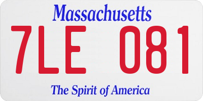 MA license plate 7LE081