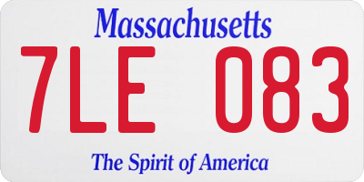 MA license plate 7LE083