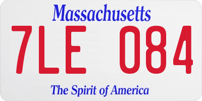 MA license plate 7LE084