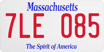 MA license plate 7LE085