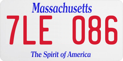 MA license plate 7LE086