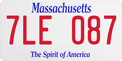 MA license plate 7LE087