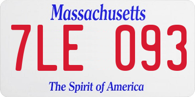 MA license plate 7LE093