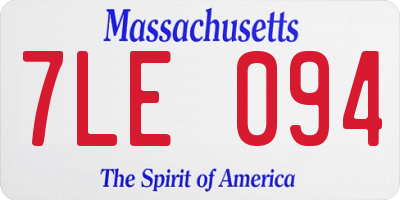 MA license plate 7LE094