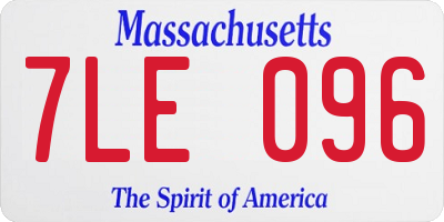MA license plate 7LE096