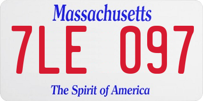 MA license plate 7LE097