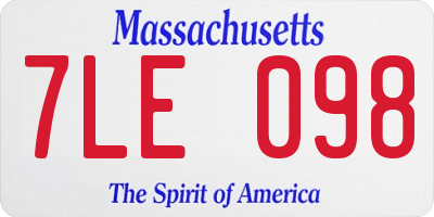 MA license plate 7LE098