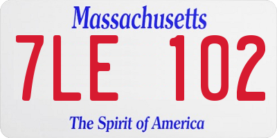 MA license plate 7LE102