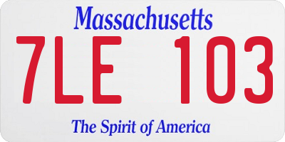 MA license plate 7LE103