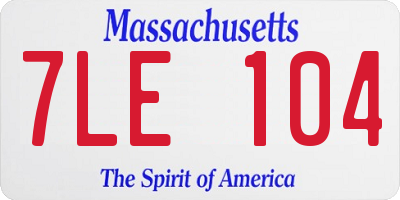 MA license plate 7LE104