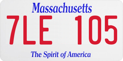 MA license plate 7LE105