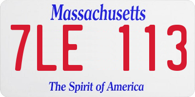 MA license plate 7LE113