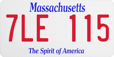 MA license plate 7LE115