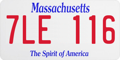 MA license plate 7LE116
