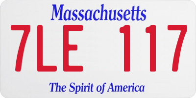 MA license plate 7LE117
