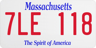 MA license plate 7LE118