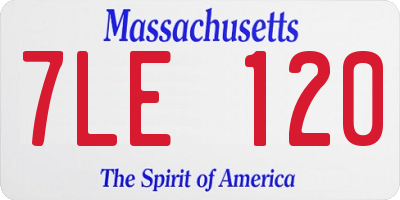 MA license plate 7LE120