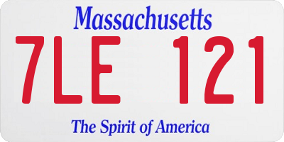 MA license plate 7LE121