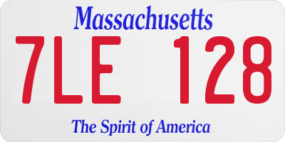 MA license plate 7LE128