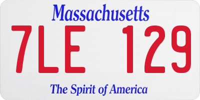 MA license plate 7LE129