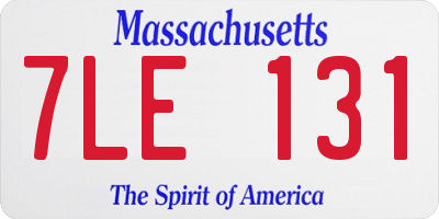 MA license plate 7LE131
