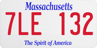 MA license plate 7LE132