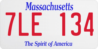 MA license plate 7LE134
