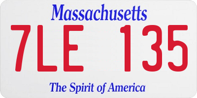 MA license plate 7LE135