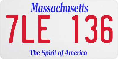 MA license plate 7LE136