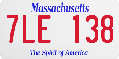 MA license plate 7LE138