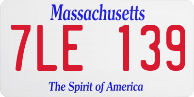 MA license plate 7LE139