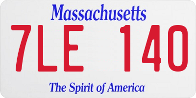 MA license plate 7LE140