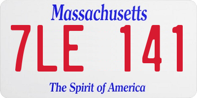 MA license plate 7LE141