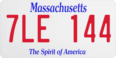 MA license plate 7LE144