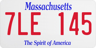MA license plate 7LE145