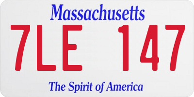 MA license plate 7LE147