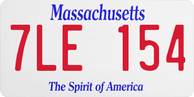 MA license plate 7LE154
