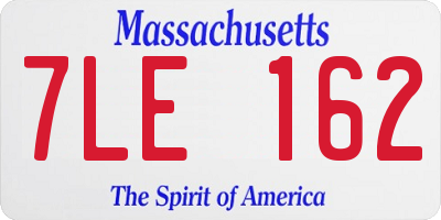 MA license plate 7LE162