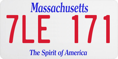 MA license plate 7LE171
