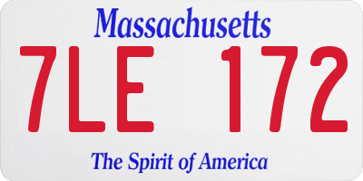MA license plate 7LE172