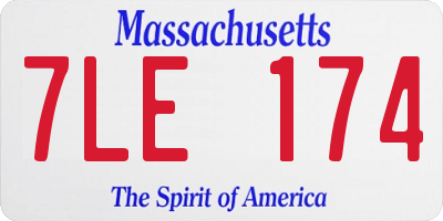 MA license plate 7LE174