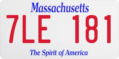 MA license plate 7LE181