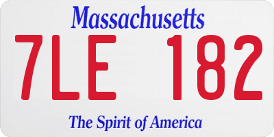 MA license plate 7LE182