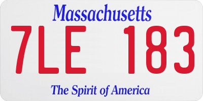 MA license plate 7LE183